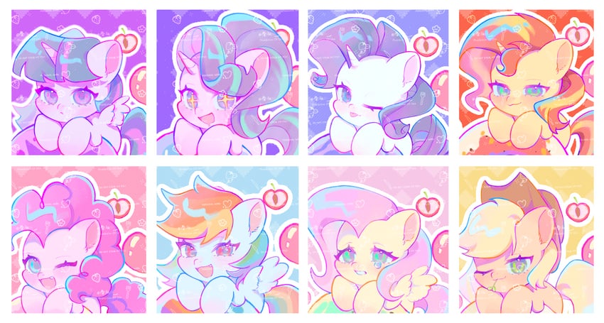 twilight sparkle, fluttershy, rainbow dash, pinkie pie, applejack, and 3 more (my little pony and 1 more) drawn by bukeshiyonggu185