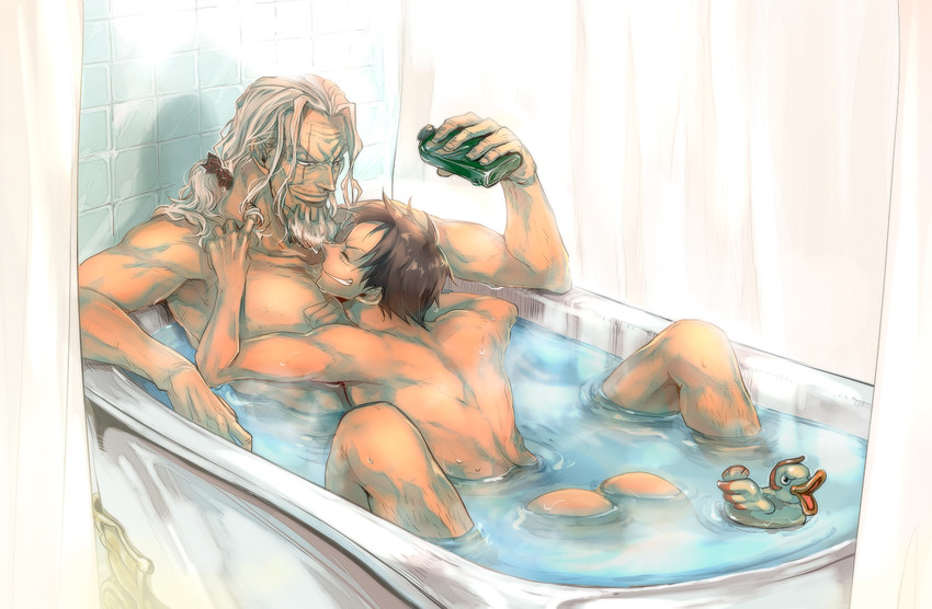 monkey d. luffy and silvers rayleigh (one piece) drawn by geiyajin