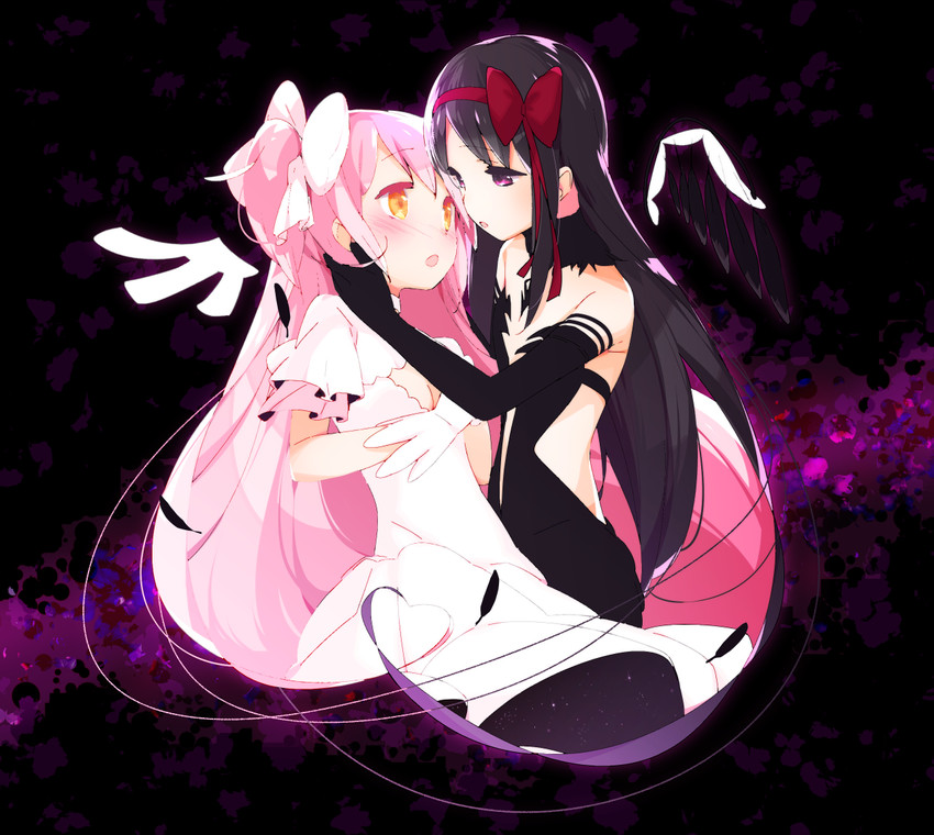 akemi homura, kaname madoka, ultimate madoka, and akuma homura (mahou shoujo madoka magica and 1 more) drawn by muhogame