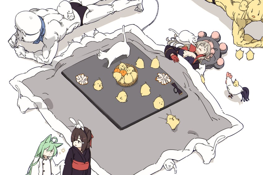 manjuu, akashi, jean bart, and shiranui (azur lane) drawn by hatski.sin
