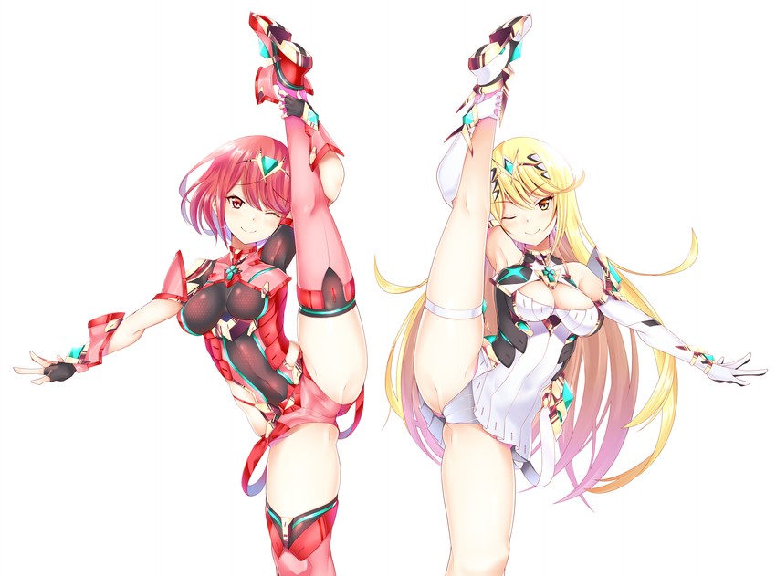 pyra and mythra (xenoblade chronicles and 1 more) drawn by daive