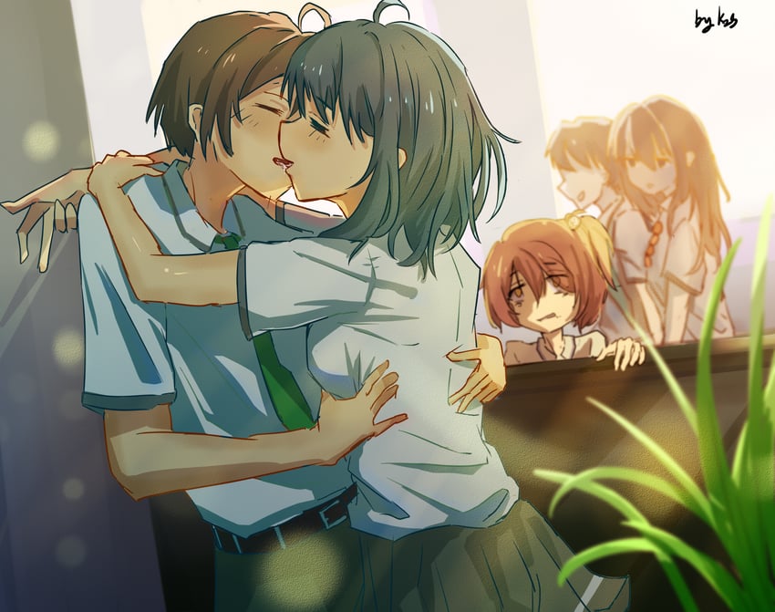 yanami anna, komari chika, and nukumizu kazuhiko (make heroine ga oo sugiru!) drawn by k2s
