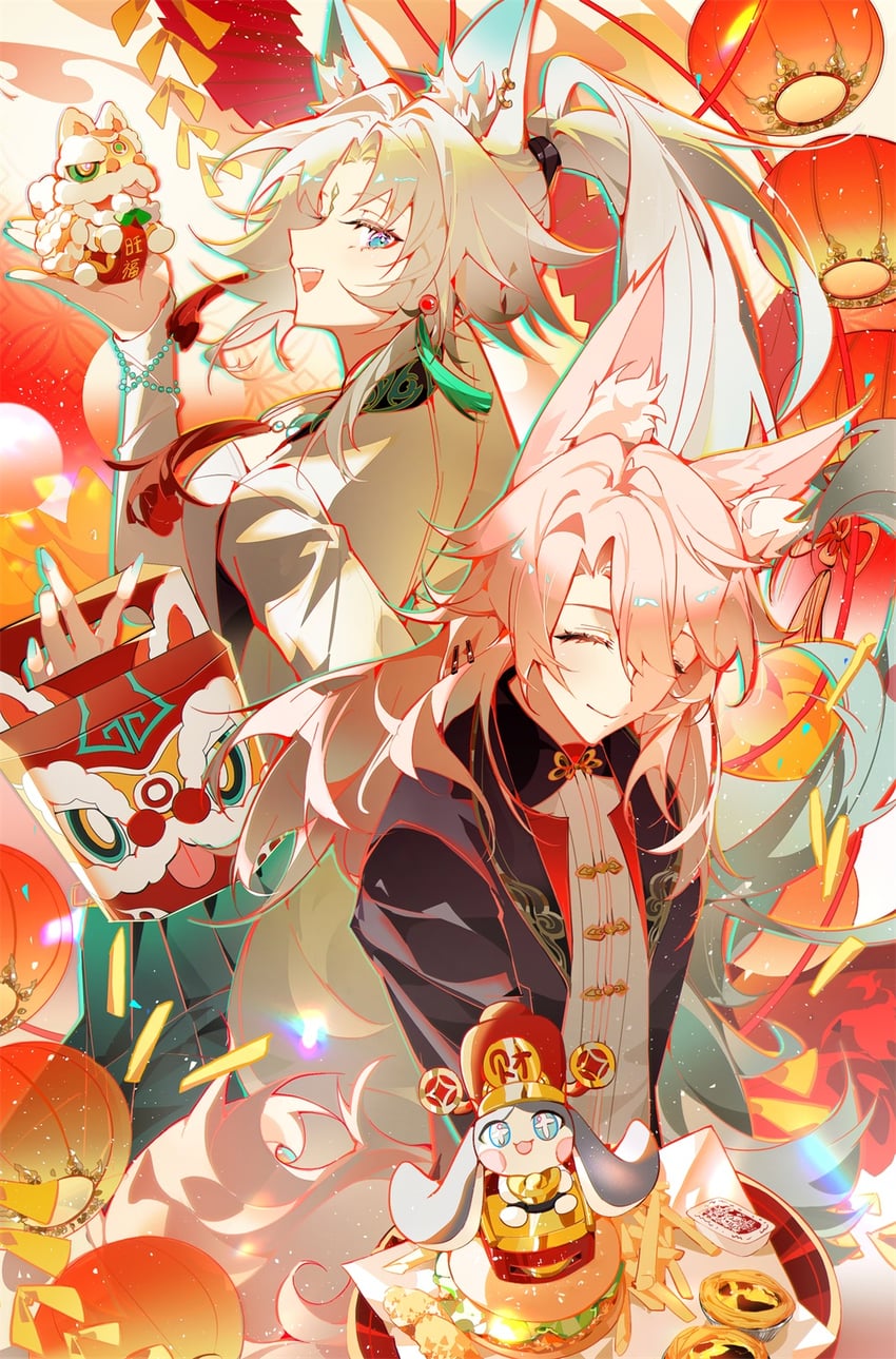 feixiao, pom-pom, jiaoqiu, and diting (honkai and 2 more) drawn by indai_(3330425)