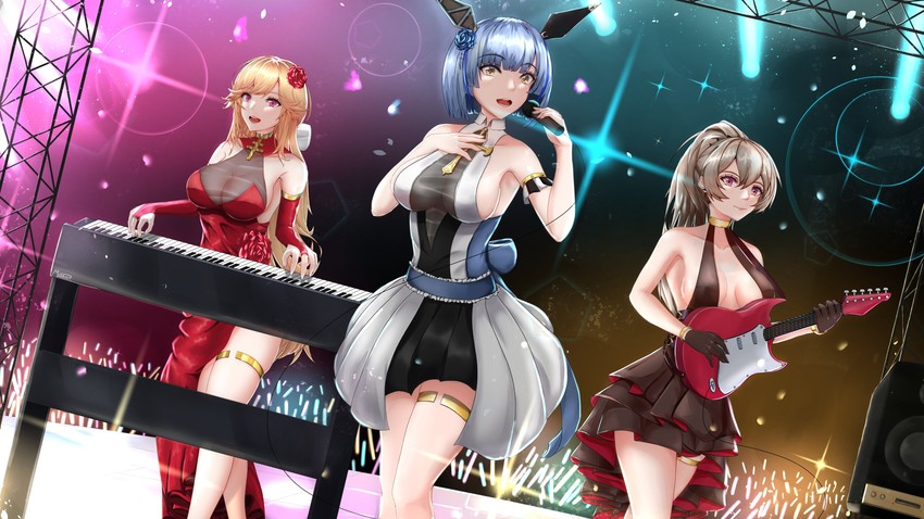 jean bart, richelieu, and gascogne (azur lane) drawn by musanix