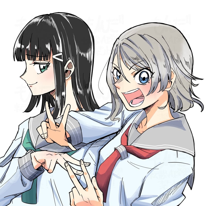 watanabe you and kurosawa dia (love live! and 1 more) drawn by mondashi0223
