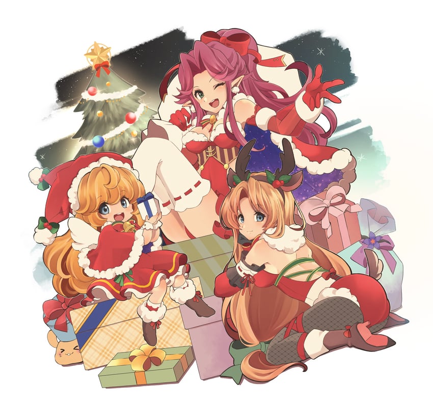 riesz, angela, charlotte, and rabite (seiken densetsu and 1 more) drawn by mii_(03miiy)