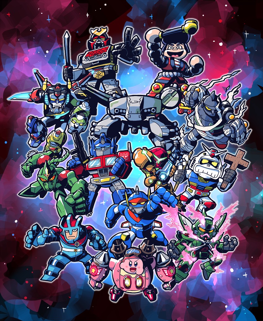 kirby, samus aran, optimus prime, robobot armor, tetsujin 28, and 10 more (gundam and 21 more) drawn by rariatto_(ganguri)