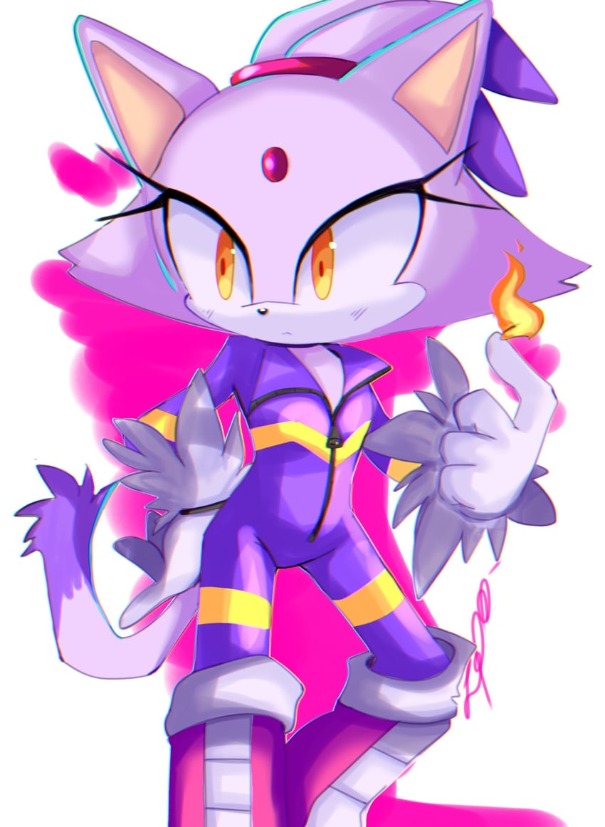blaze the cat (sonic and 2 more) drawn by nuinu_17