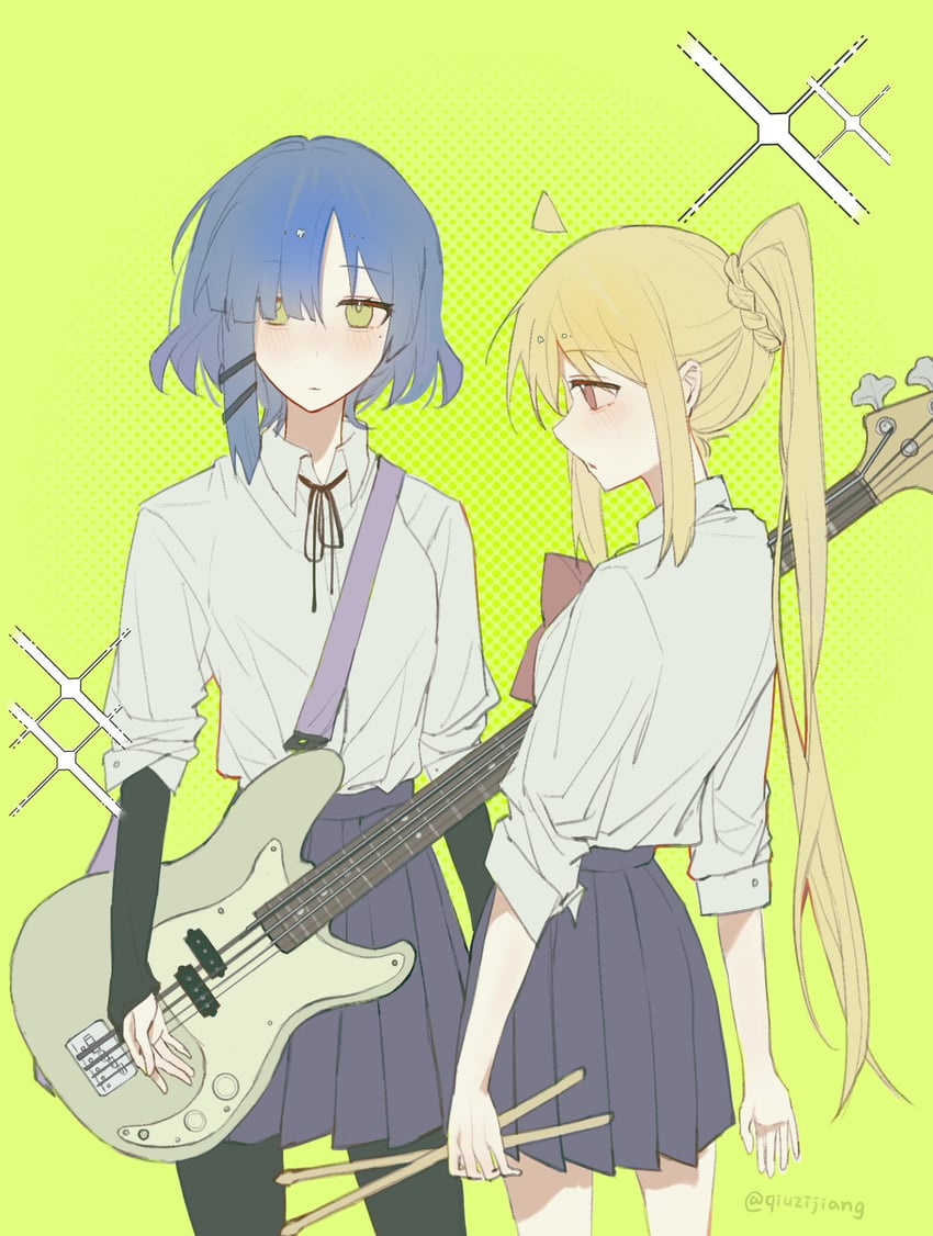 ijichi nijika and yamada ryo (bocchi the rock!) drawn by qiuzijiang