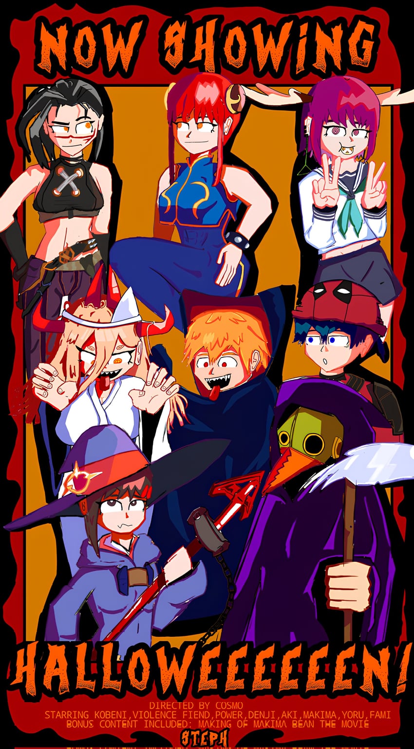 makima, chun-li, power, denji, jinx, and 9 more (league of legends and 8 more) drawn by suutefan