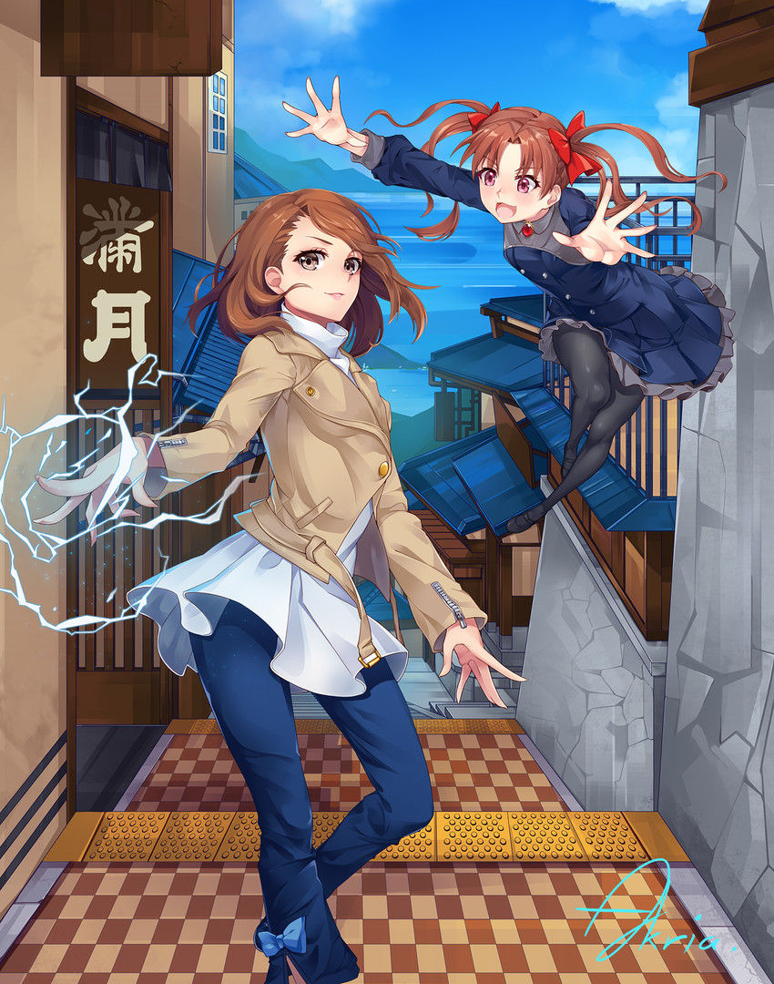 misaka mikoto and shirai kuroko (toaru majutsu no index and 1 more) drawn by akira_(5888172)