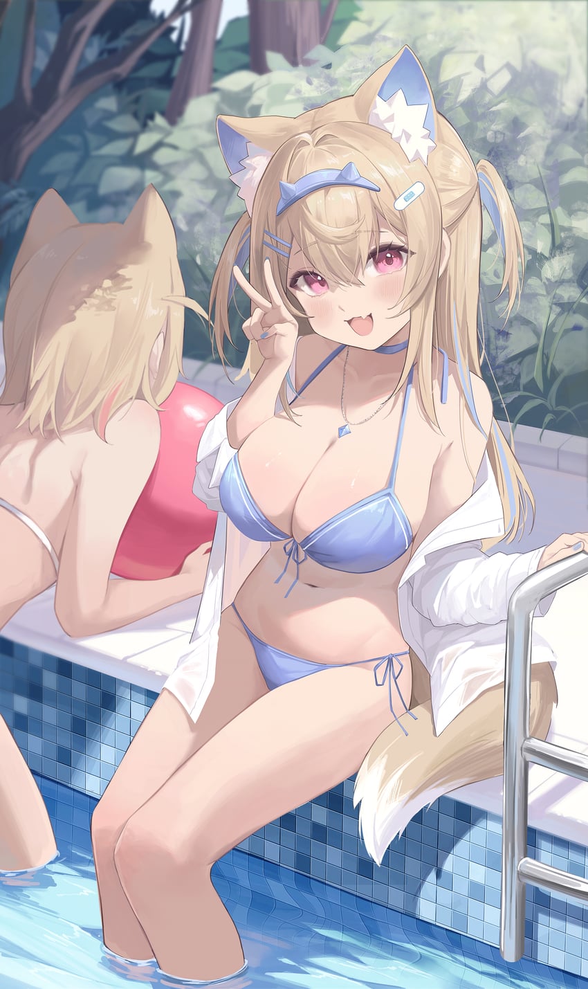 fuwawa abyssgard and mococo abyssgard (hololive and 1 more) drawn by midori_fufu