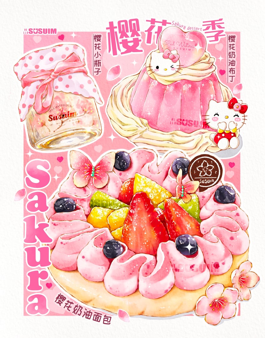 hello kitty (original and 2 more) drawn by susuim