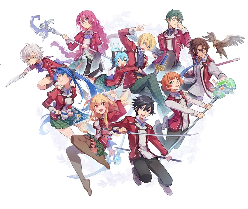 rean schwarzer, fie claussell, alisa reinford, emma millstein, laura s. arseid, and 6 more (eiyuu densetsu and 2 more) drawn by feng_you