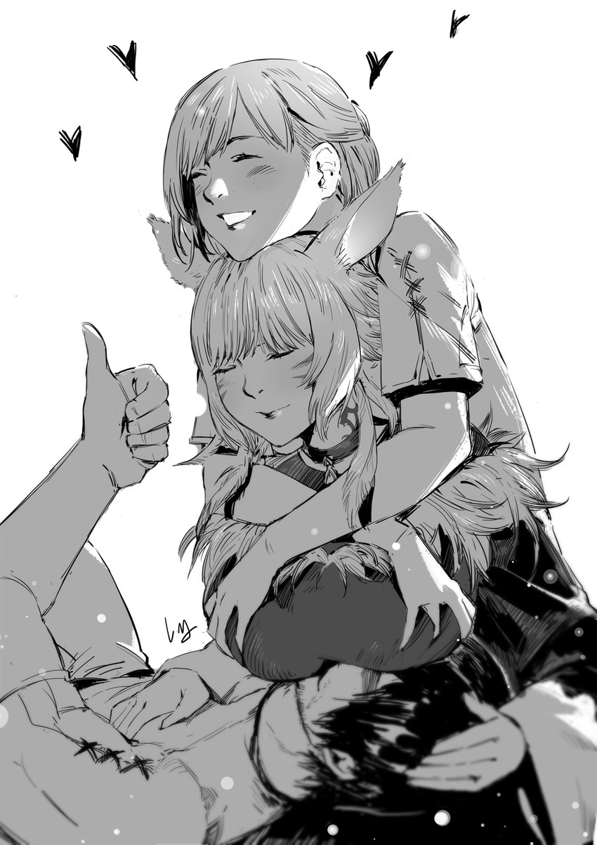 warrior of light, y'shtola rhul, and adventurer (final fantasy and 1 more) drawn by club3