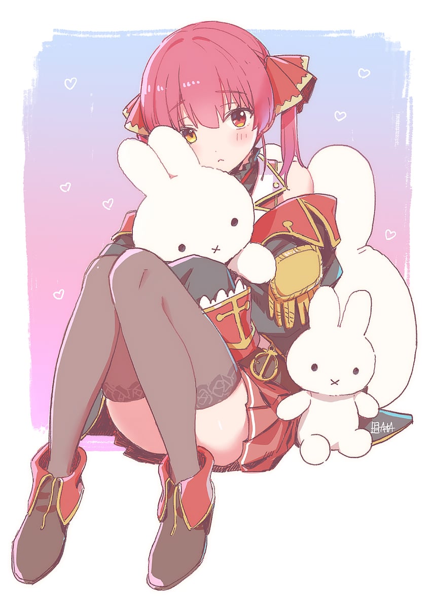 houshou marine and miffy (hololive and 1 more) drawn by a-ka