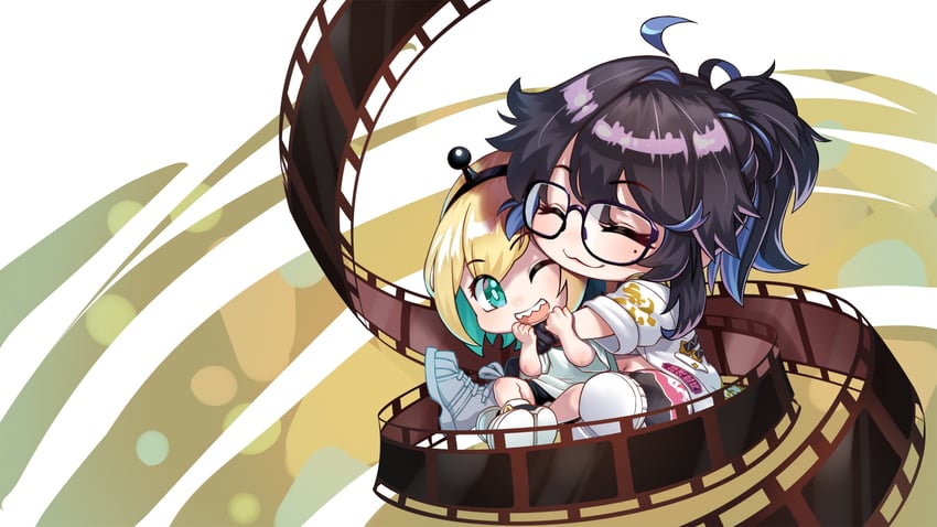 kson, amano pikamee, and souchou (vshojo and 1 more) drawn by agustinus