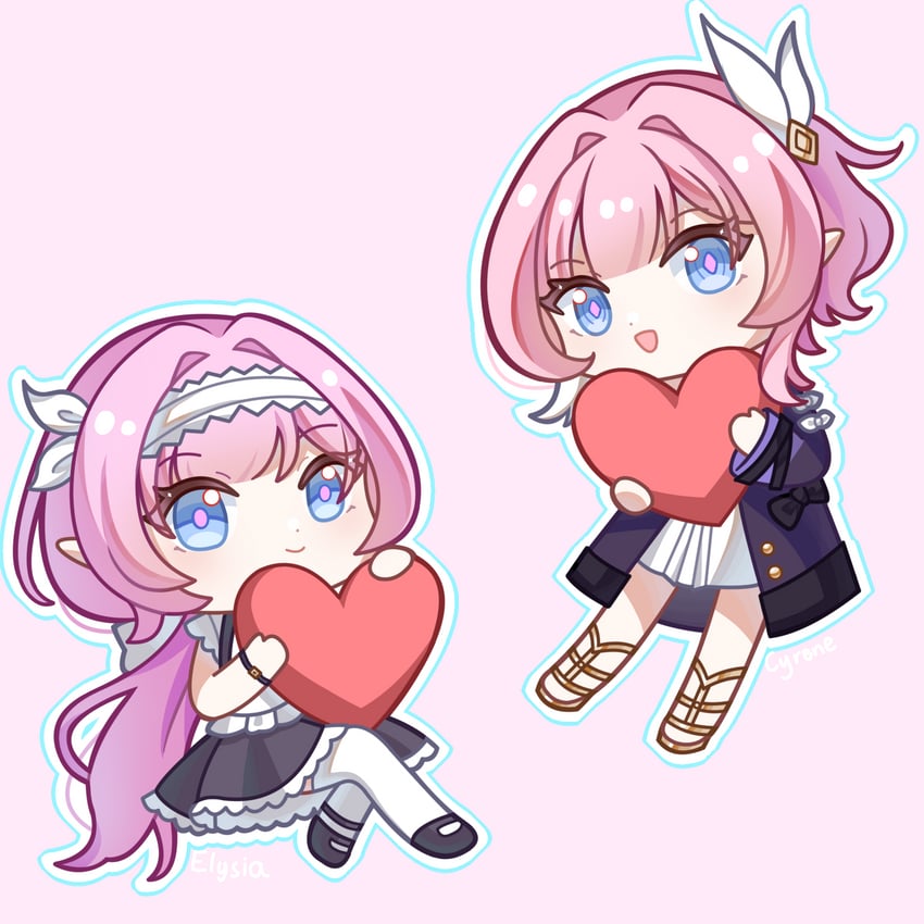 elysia, cyrene, inoue marina, and yanning (honkai and 2 more) drawn by izumi_(lofter_41635481026)