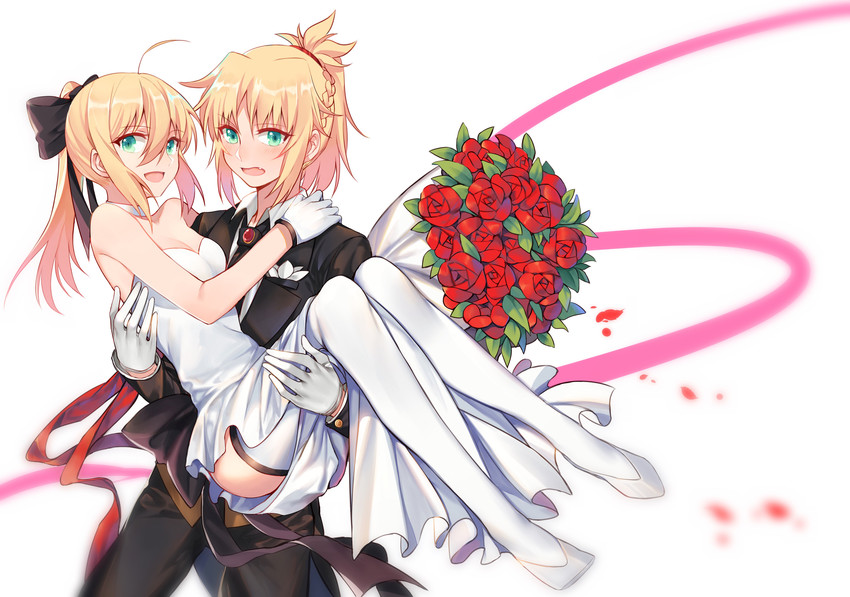 artoria pendragon, mordred, and saber lily (fate and 1 more) drawn by yorukun