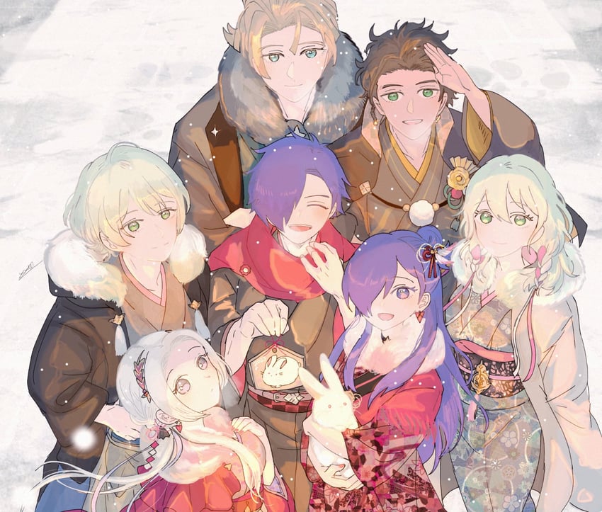 edelgard von hresvelg, dimitri alexandre blaiddyd, claude von riegan, female byleth, male byleth, and 2 more (fire emblem and 2 more) drawn by sasaki_(dkenpisss)