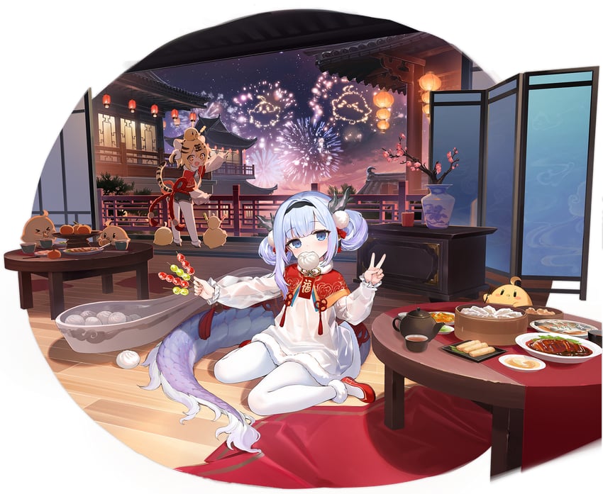 manjuu, hu pen, and lung wu (azur lane) drawn by shnva