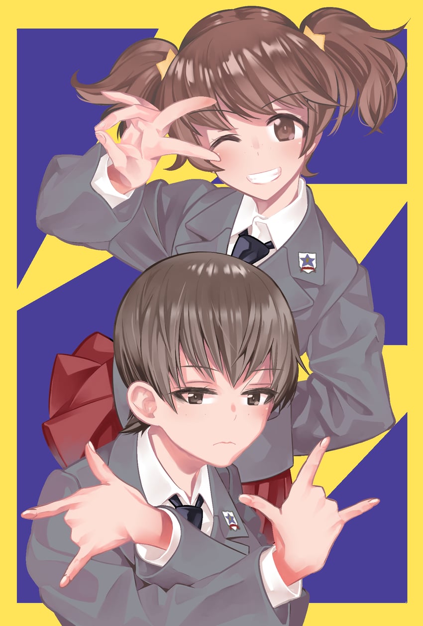 alisa and naomi (girls und panzer) drawn by inou_takashi