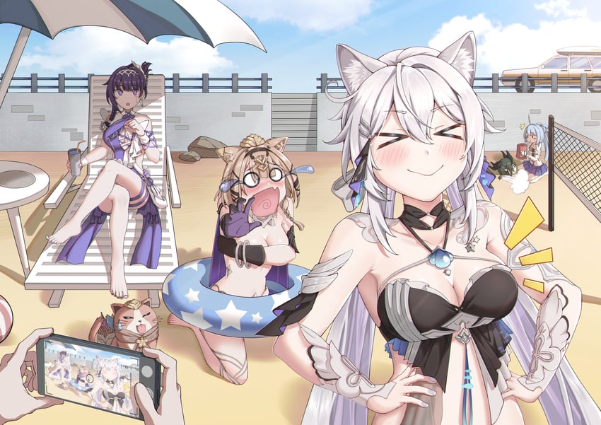 kiana kaslana, raiden mei, griseo, pardofelis, can, and 1 more (honkai and 1 more) drawn by ryouya_(ryoya)