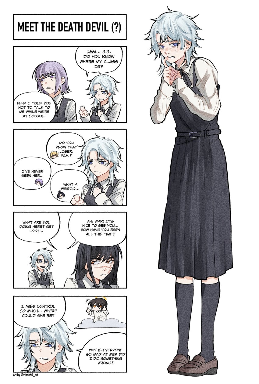 yoru, fami, nayuta, and famine devil (chainsaw man) drawn by rinneko_art