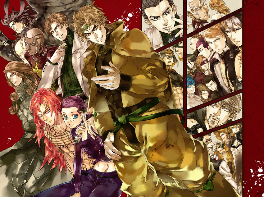 dio brando, kars, kira yoshikage, diavolo, prosciutto, and 14 more (jojo no kimyou na bouken and 7 more) drawn by yoyoyoshida