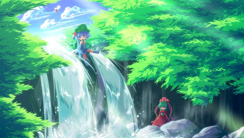 inubashiri momiji, kawashiro nitori, and kagiyama hina (touhou) drawn by ayakashi_(monkeypanch)