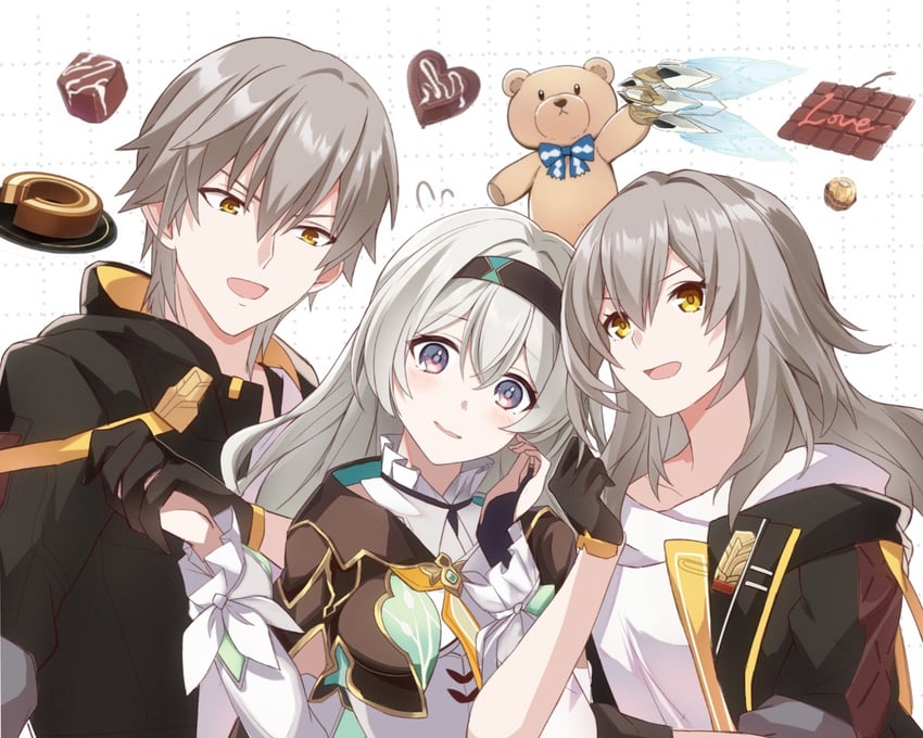 trailblazer, firefly, stelle, and caelus (honkai and 1 more) drawn by saint_laurent_paris