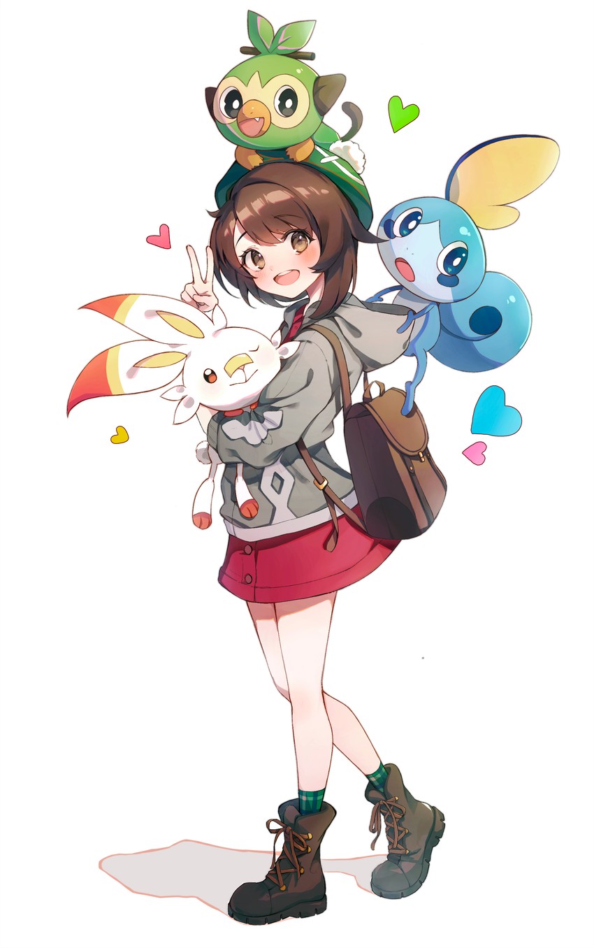 gloria, scorbunny, sobble, and grookey (pokemon and 1 more) drawn by lunia