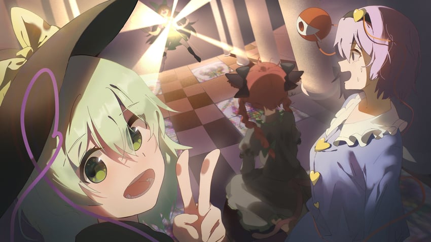 komeiji koishi, komeiji satori, kaenbyou rin, and reiuji utsuho (touhou) drawn by kinoko_(kino2435006)