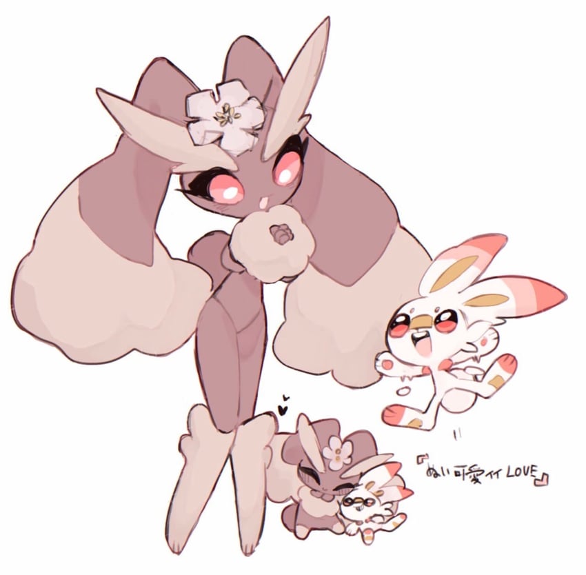 lopunny and scorbunny (pokemon) drawn by masayo_(skip)