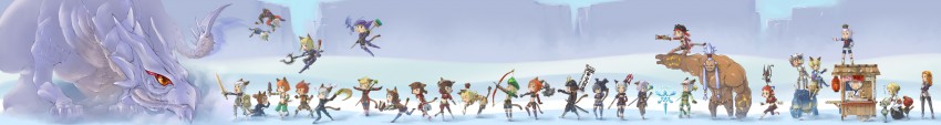 white mage, black mage, paladin, cait sith, red mage, and 25 more (final fantasy and 1 more) drawn by nucomas