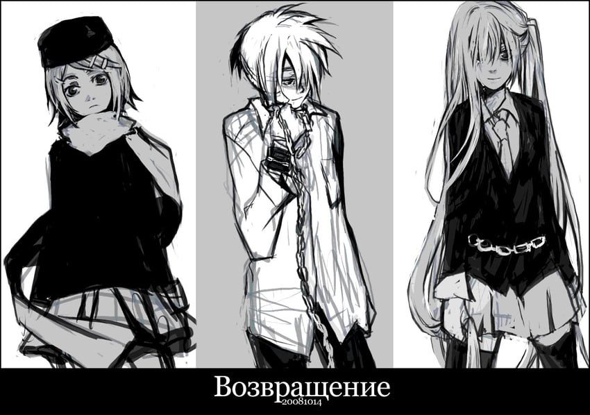 hatsune miku, kagamine rin, and kagamine len (vocaloid and 1 more) drawn by xun69