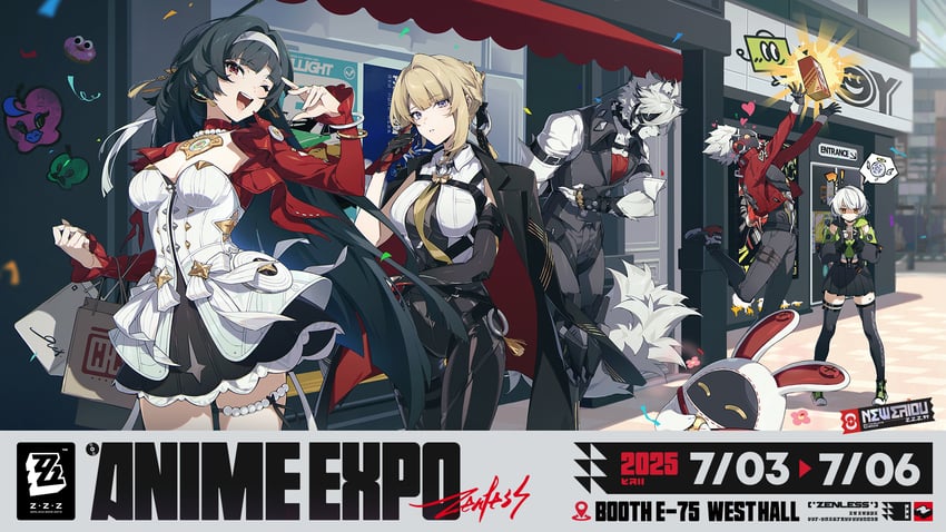 evelyn chevalier, astra yao, von lycaon, anby demara, billy kid, and 1 more (zenless zone zero)
