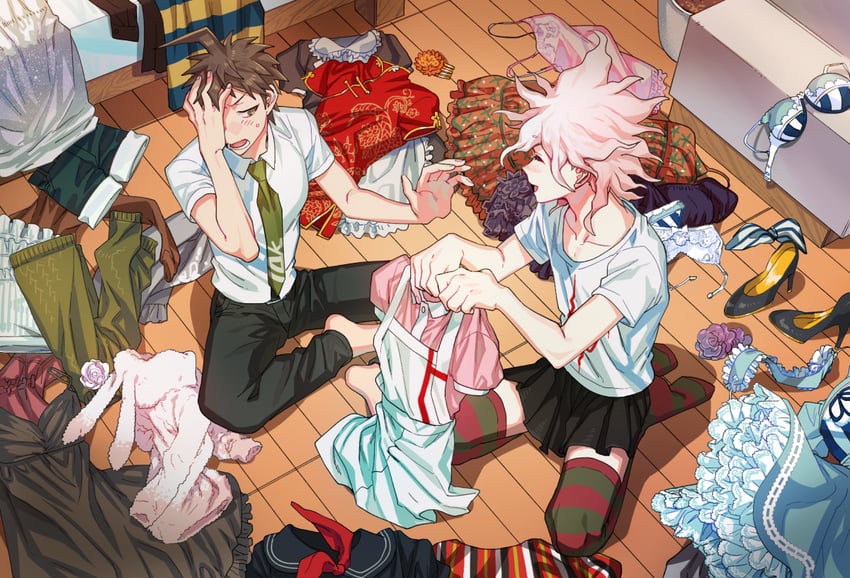 komaeda nagito, hinata hajime, and tsumiki mikan (danganronpa and 1 more) drawn by uurin