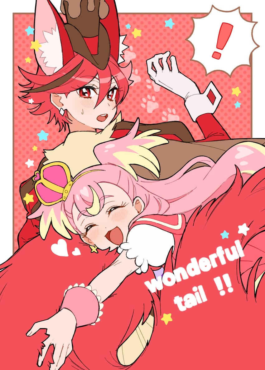 inukai komugi, kenjou akira, cure wonderful, and cure chocolat (precure and 2 more) drawn by shirako_love