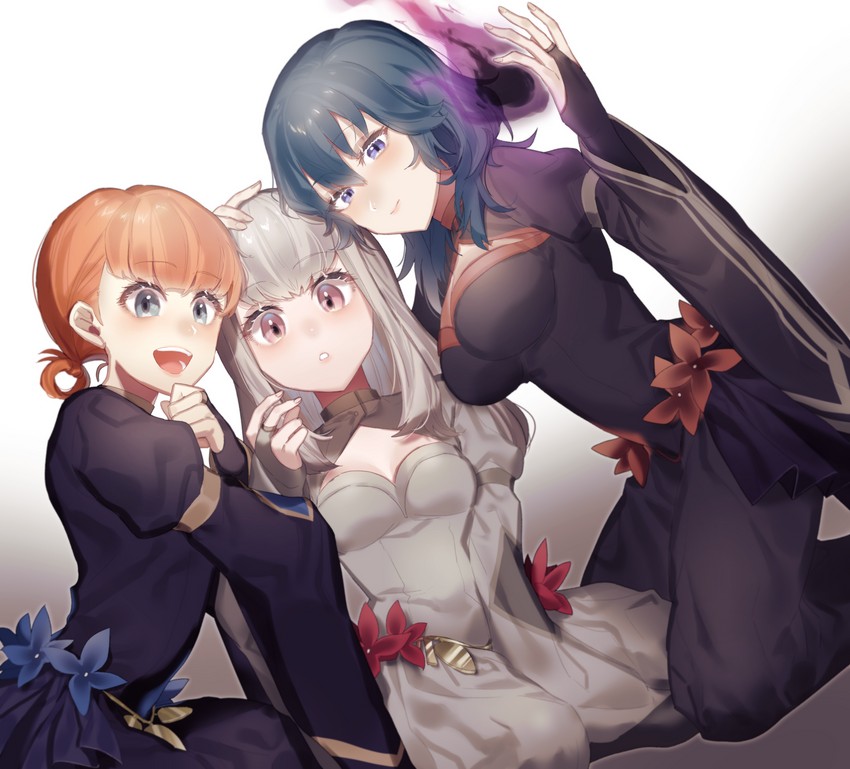 female byleth, lysithea von ordelia, and annette fantine dominic (fire emblem and 1 more) drawn by ichimonjikun2