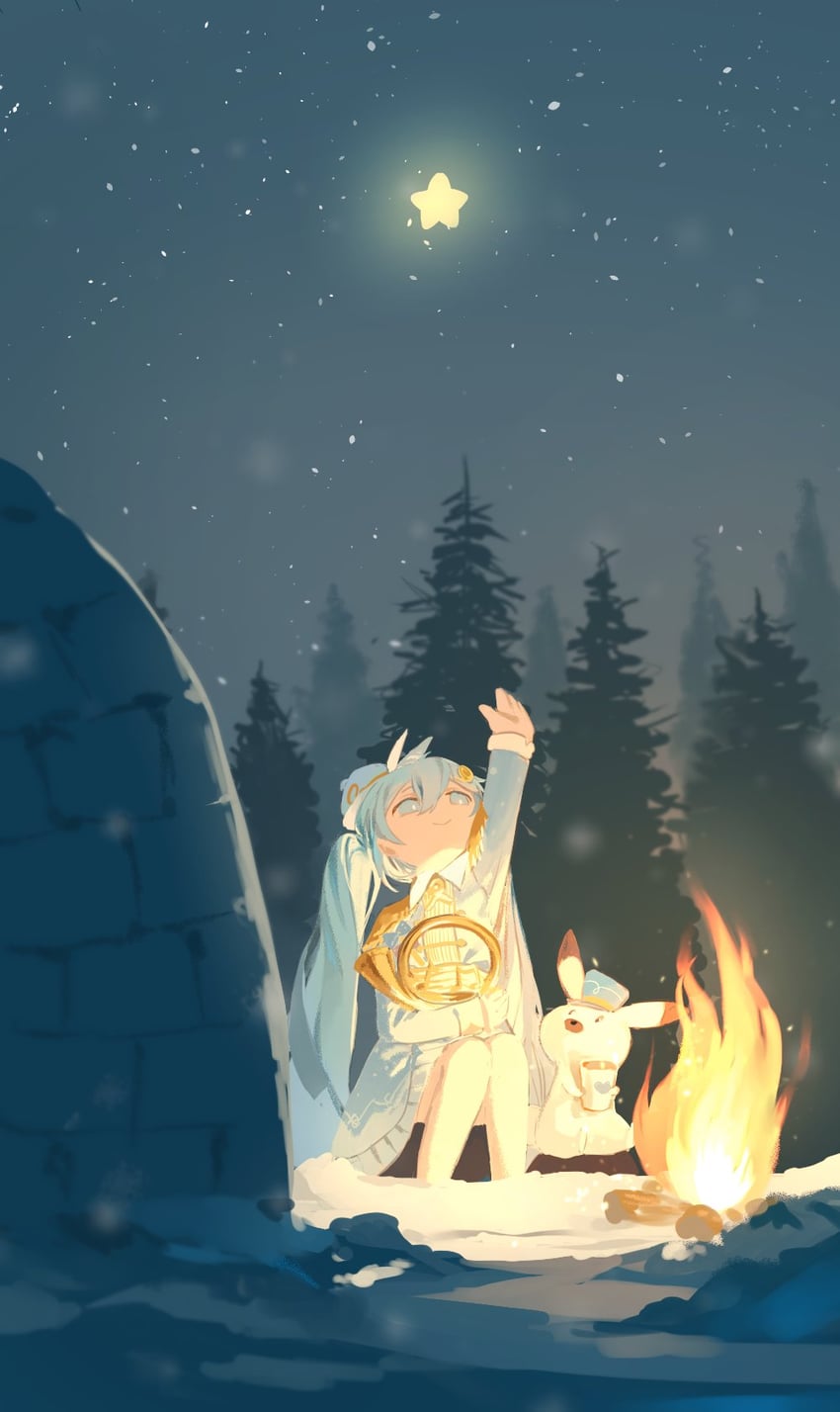 hatsune miku, yuki miku, and rabbit yukine (vocaloid and 1 more) drawn by chi_chi3939