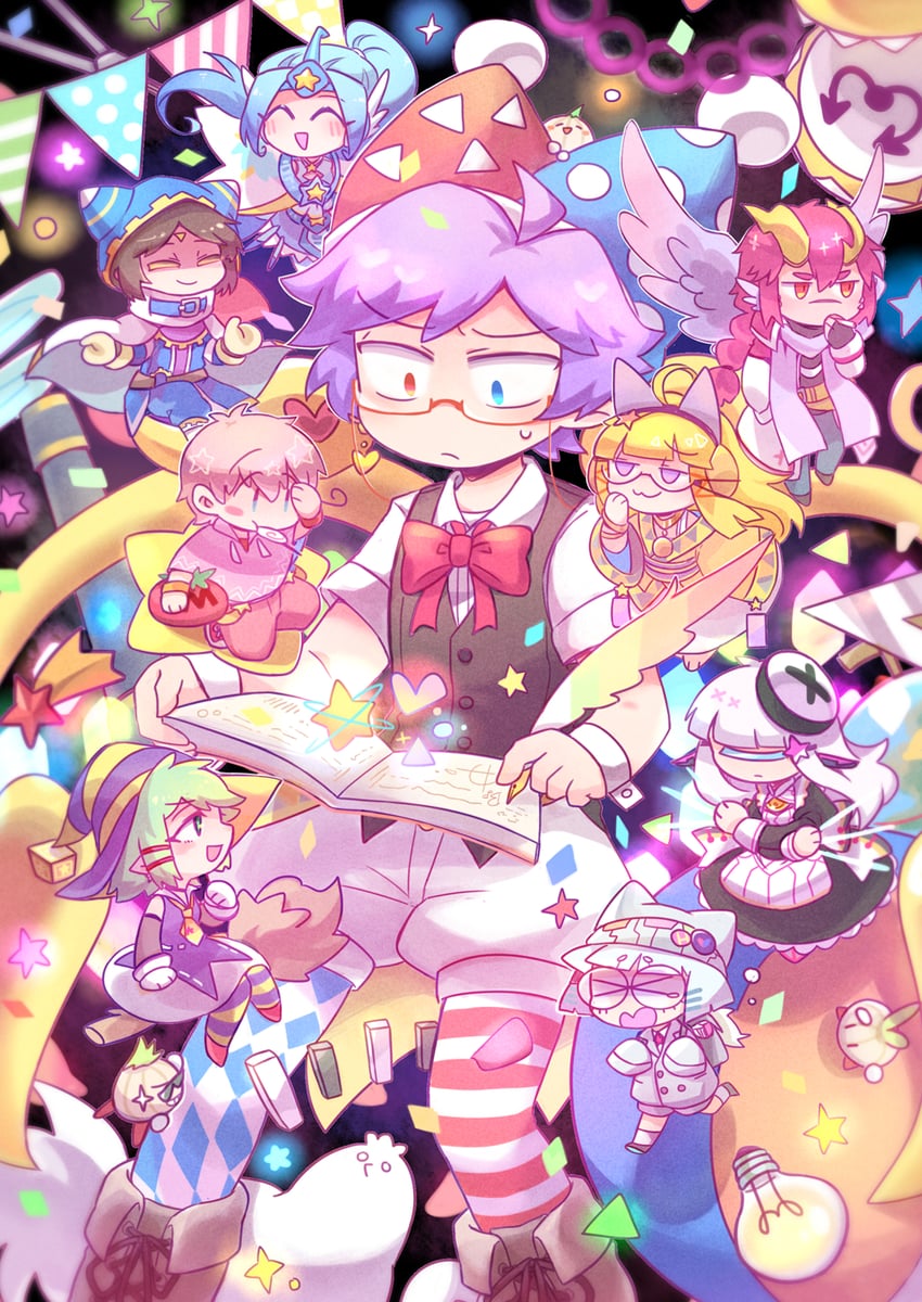 kirby, magolor, marx, galacta knight, gryll, and 4 more (kirby) drawn by beco_(100me)