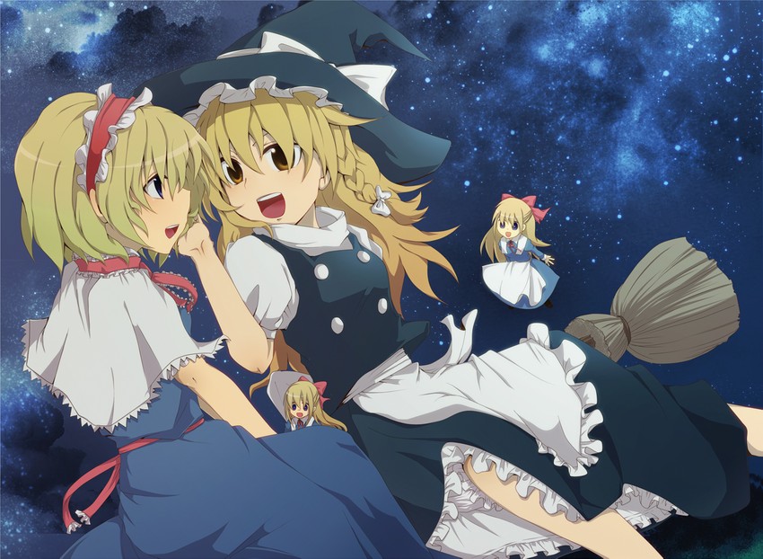 kirisame marisa, alice margatroid, and shanghai doll (touhou) drawn by aoi_(annbi)