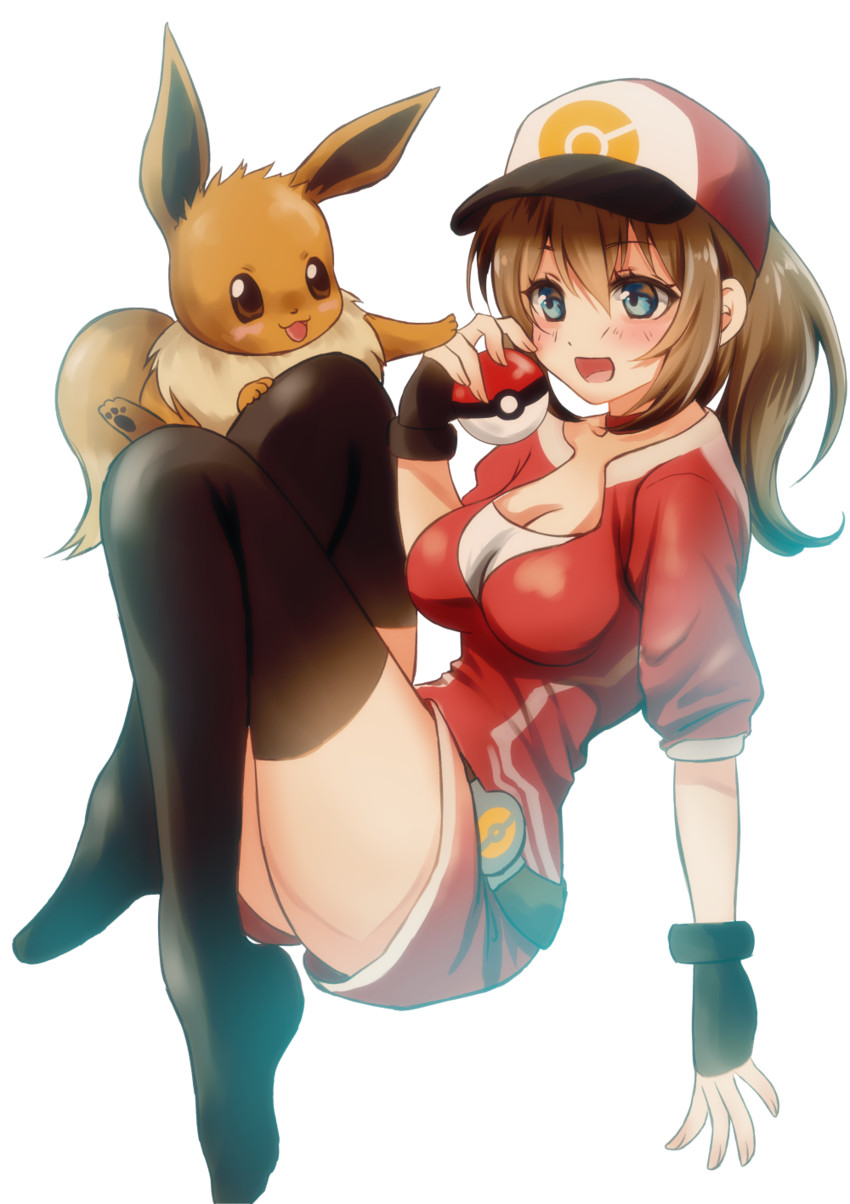 eevee and female protagonist (pokemon and 1 more) drawn by sheepd
