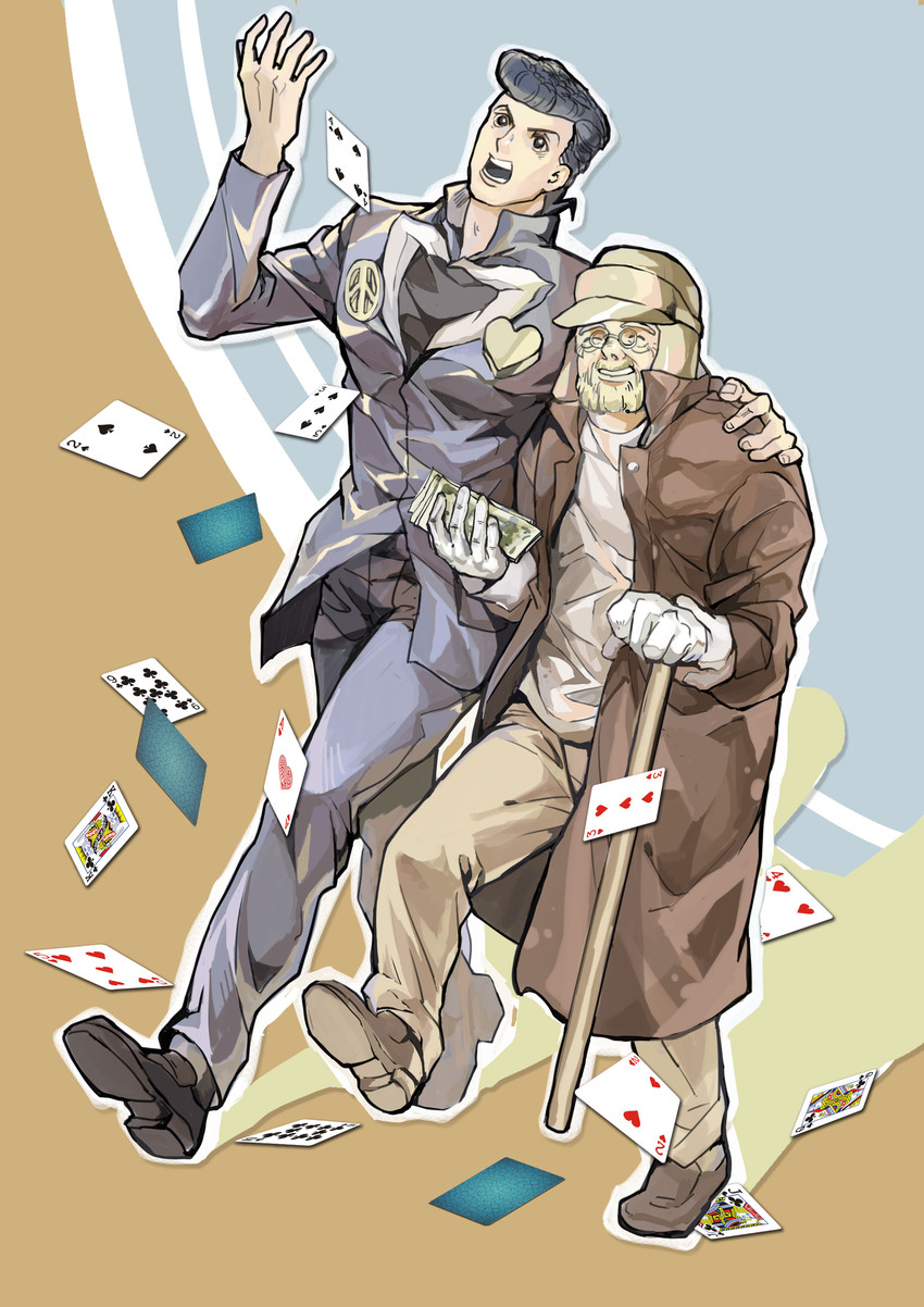 joseph joestar and higashikata josuke (jojo no kimyou na bouken and 1 more) drawn by shicewlysml
