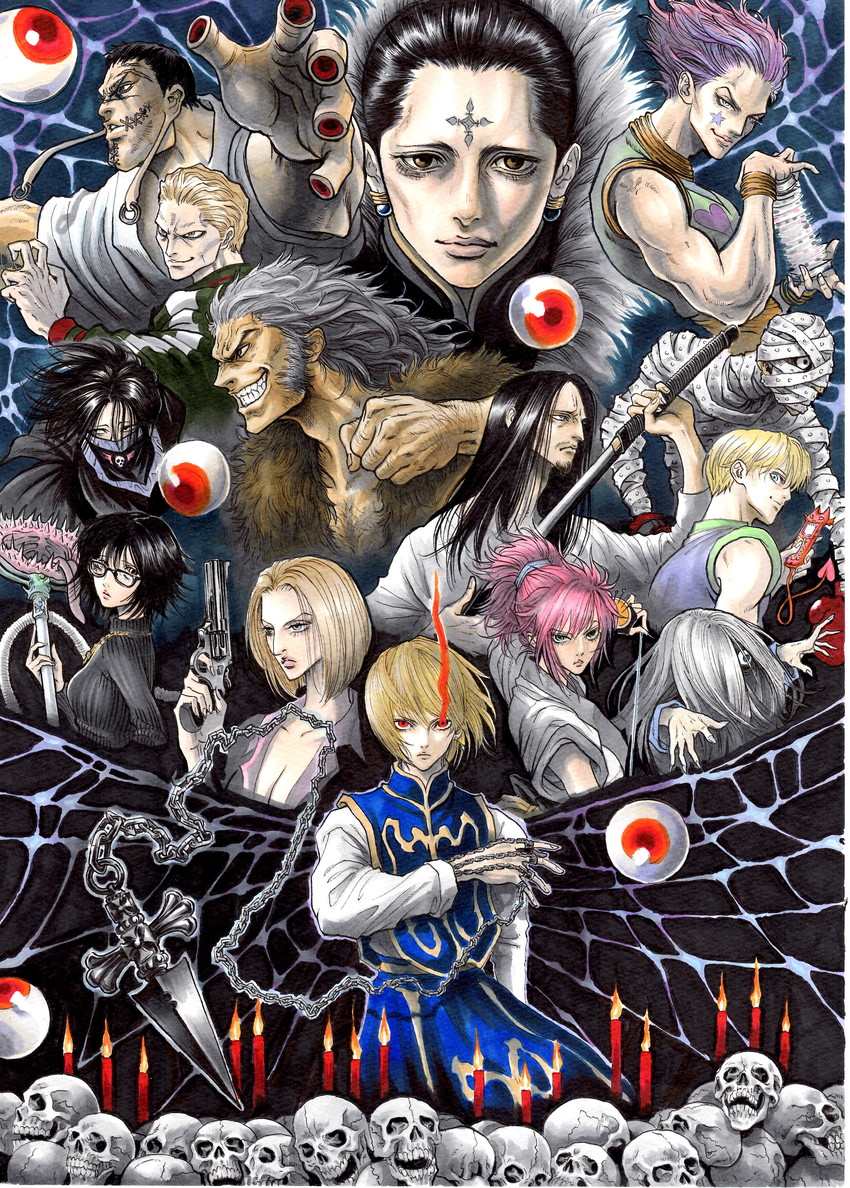 kurapika, hisoka morow, chrollo lucilfer, shizuku murasaki, machi komacine, and 10 more (hunter x hunter) drawn by takumi_(marlboro)