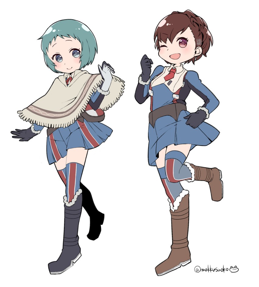shiomi kotone, yamagishi fuuka, and isara gunther (persona and 5 more) drawn by do_m_kaeru