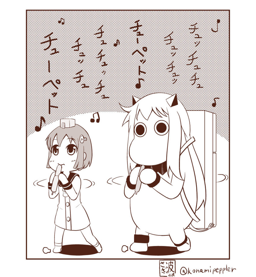 yukikaze, northern ocean princess, and muppo (kantai collection and 1 more) drawn by sazanami_konami