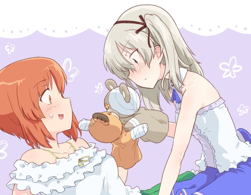 nishizumi miho, shimada arisu, and boko (girls und panzer) drawn by monolith_(suibou_souko)