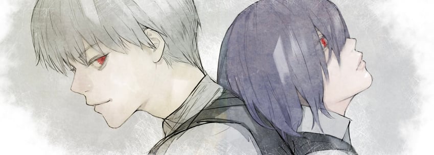 kaneki ken and kirishima touka (tokyo ghoul) drawn by stfr_(stfr_kaz)
